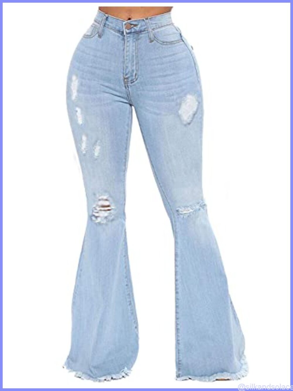 High Waisted Bell Bottom Jeans Ripped Flare Denim Pants